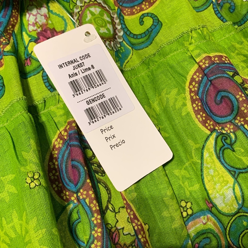 Keawa Lime Green Paisley Print Peasant Skirt Size S NWT - Picture 9 of 11